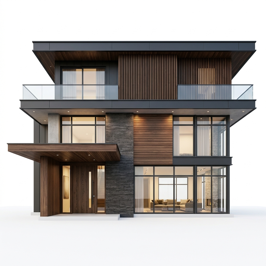 A completed modern house ready for construction